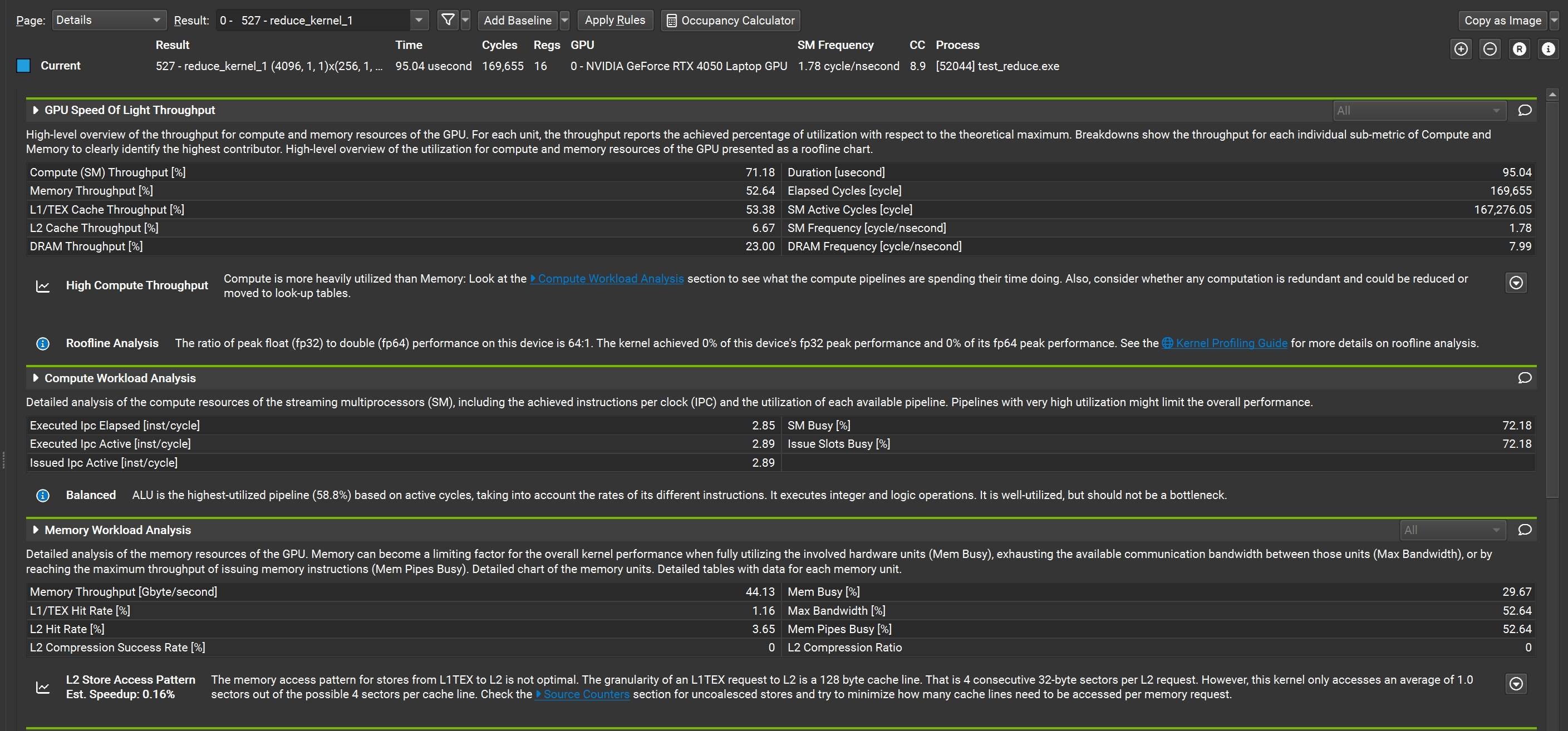 Figure 7.4: Nsight Compute Report Details
